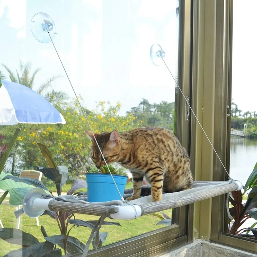 Cat Window Hammock Cat Window Suction Cup Window Perch ~ Beige /Grey